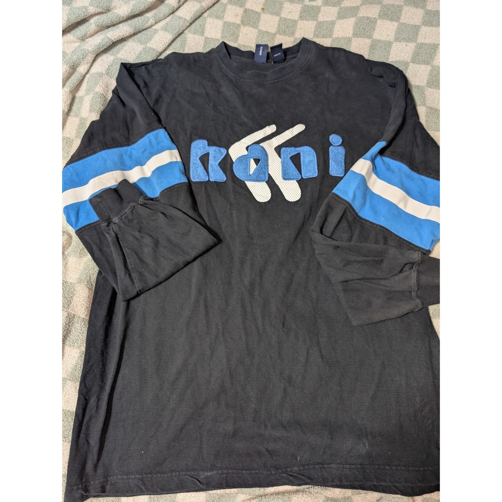 Vintage Kani Long Sleeve T Shirt Blue White Stripes Mens‎ XL